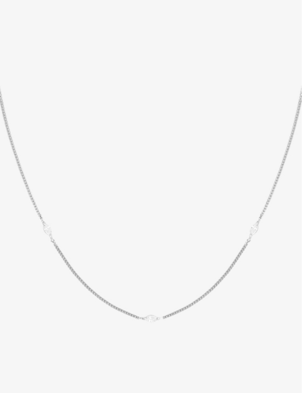Navette charm sterling-silver and cubic zirconia necklace