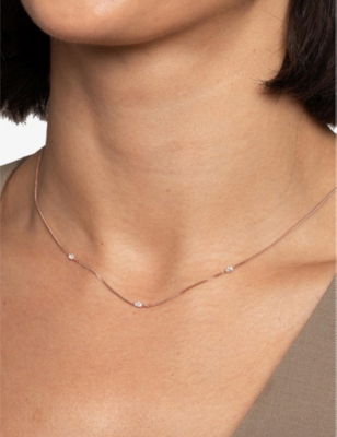 Shop Astrid & Miyu Navette Charm 18ct Rose Gold-plated Sterling-silver And Cubic Zirconia Necklace