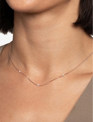 Astrid & Miyu Navette Charm 18ct Rose Gold-plated Sterling-silver And Cubic Zirconia Necklace In 18ct Rose Gold