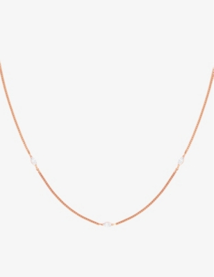Astrid & Miyu Navette Charm 18ct Rose Gold-plated Sterling-silver And Cubic Zirconia Necklace