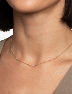 Astrid & Miyu Navette Charm 18ct Yellow Gold-plated Sterling-silver And Cubic Zirconia Necklace In 18ct Gold