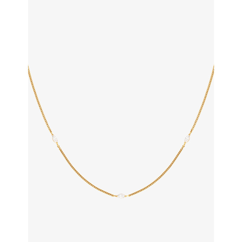 Astrid & Miyu Navette Charm 18ct Yellow Gold-plated Sterling-silver And Cubic Zirconia Necklace In 18ct Gold