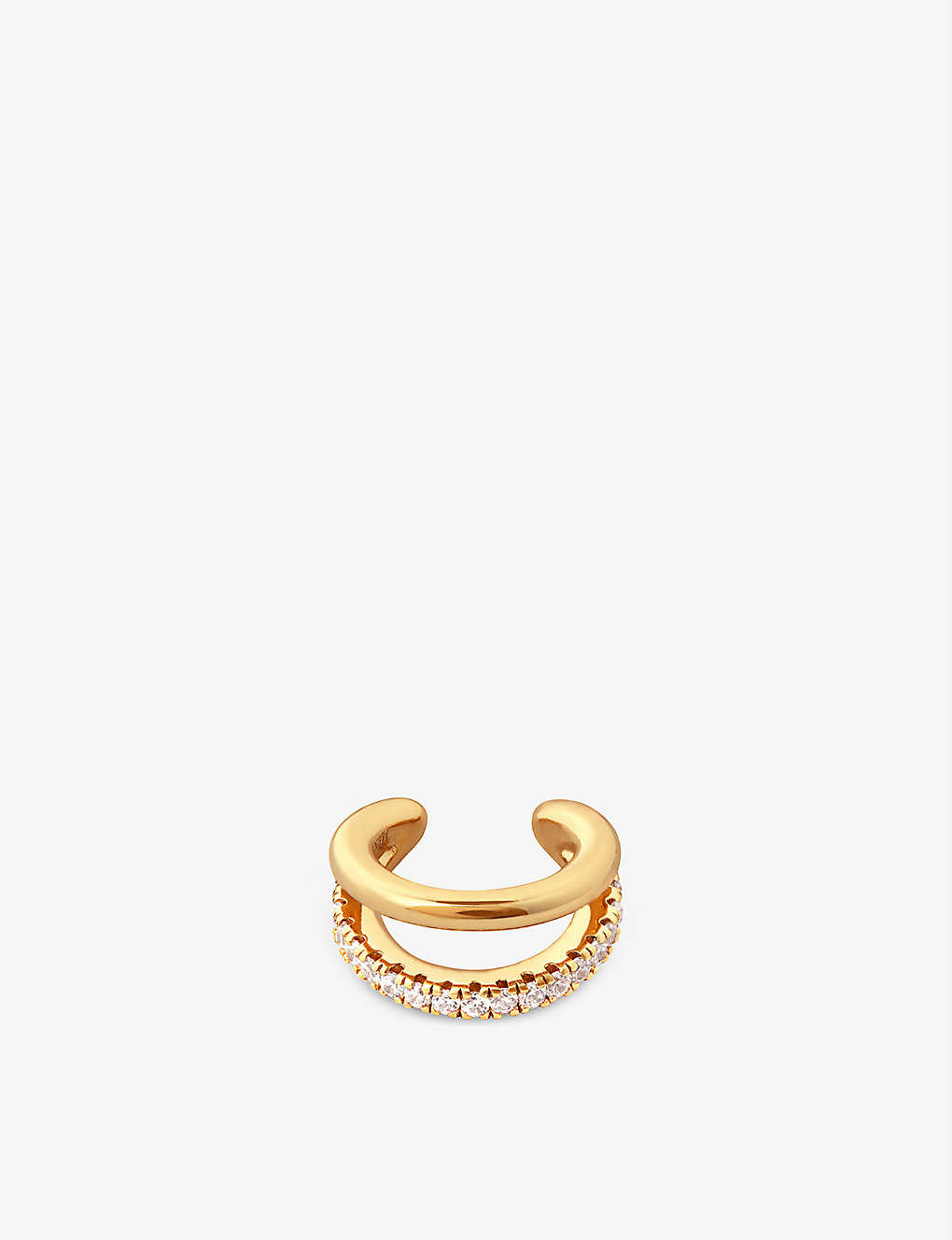 Astrid & Miyu Double-band Mini 18ct Yellow Gold-plated Sterling-silver Single Ear Cuff In 18ct Gold