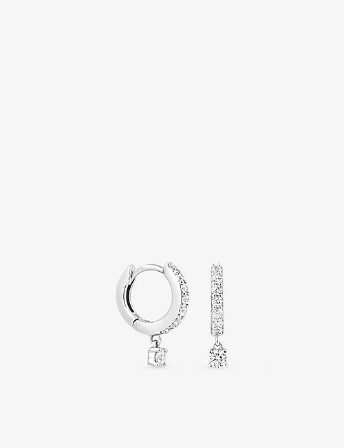 ASTRID & MIYU: Charm sterling-silver and cubic zirconia huggie earrings