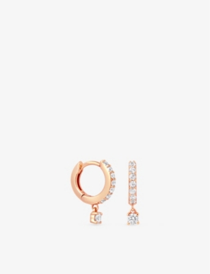 Astrid & Miyu Charm 18ct Rose Gold-plated Sterling-silver And Cubic Zirconia Huggie Earrings
