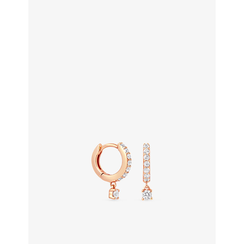 Astrid & Miyu Charm 18ct Rose Gold-plated Sterling-silver And Cubic Zirconia Huggie Earrings