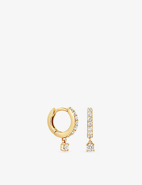 ASTRID & MIYU: Charm 18ct yellow gold-plated sterling-silver huggie earrings