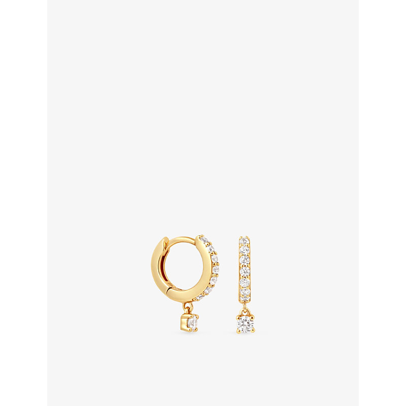 Astrid & Miyu Charm 18ct Yellow Gold-plated Sterling-silver Huggie Earrings In 18ct Gold