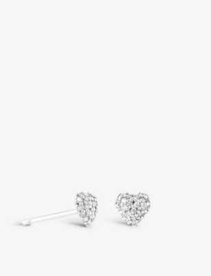Astrid & Miyu Heart Sterling-silver And Cubic Zirconia Stud Earrings In Rhodium