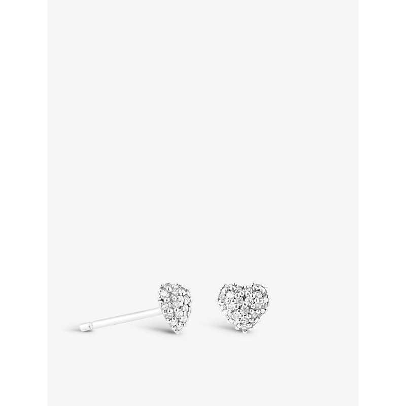 Astrid & Miyu Heart Sterling-silver And Cubic Zirconia Stud Earrings In Rhodium