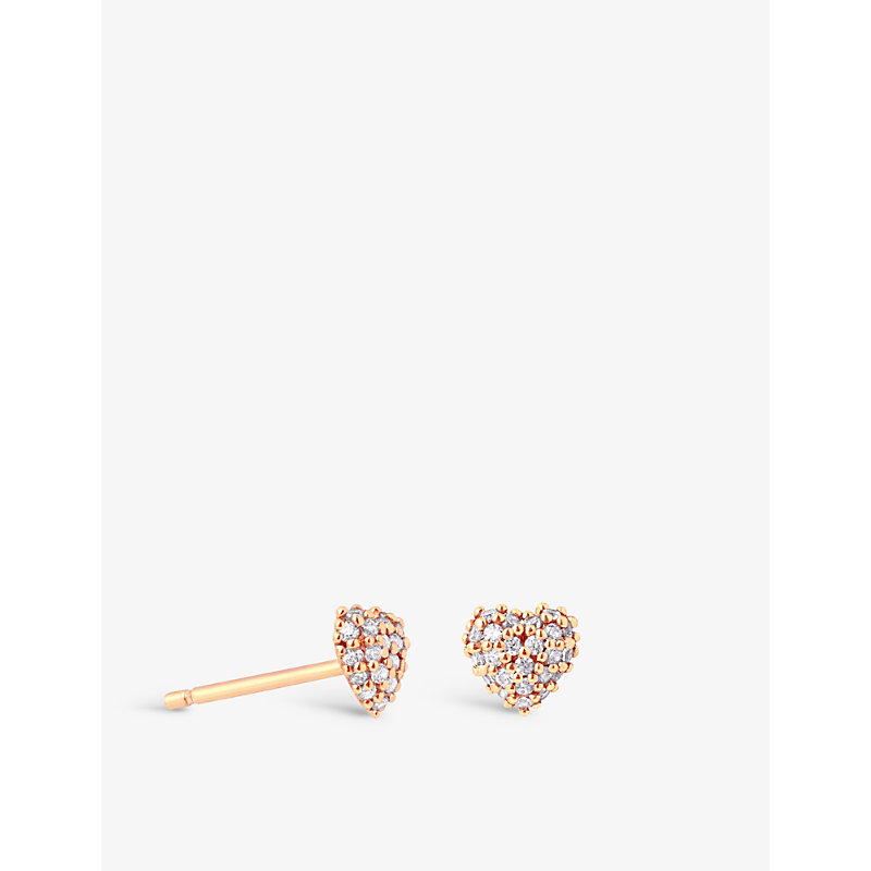 Astrid & Miyu Heart 18ct Rose Gold-plated Sterling-silver And Cubic Zirconia Stud Earrings