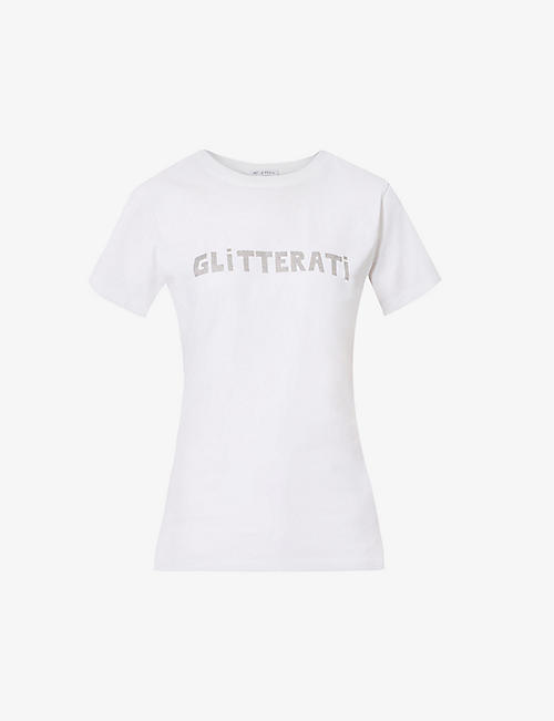BELLA FREUD: Glitterati text-print organic-cotton T-shirt