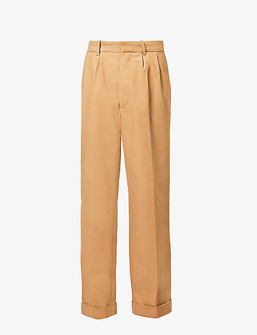 WALES BONNER: Dusk wide-leg relaxed-fit cotton and cashmere-blend trousers
