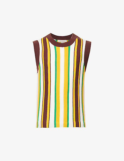 WALES BONNER: Scale striped-pattern regular-fit cotton-knit vest