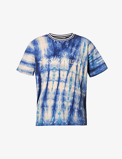 WALES BONNER: Brand-embroidered tie-dyed crewneck cotton-jersey T-shirt