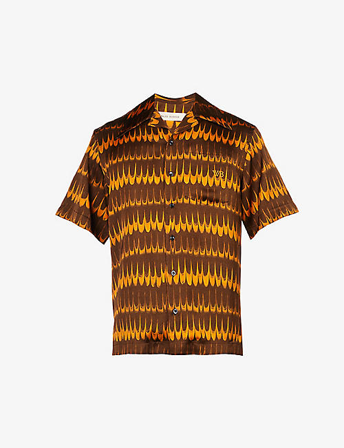 WALES BONNER: Rhythm graphic-pattern camp-collar woven shirt
