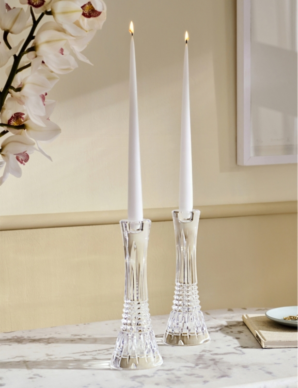 Lismore diamond-crystal candlesticks set of two