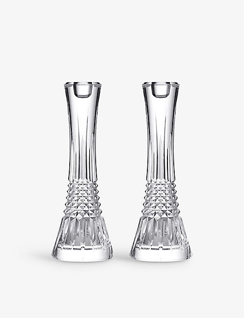 WATERFORD: Lismore diamond-crystal candlesticks set of two