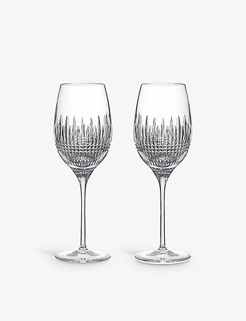 WATERFORD: Lismore Diamond Essence crystal white-wine glasses set of two
