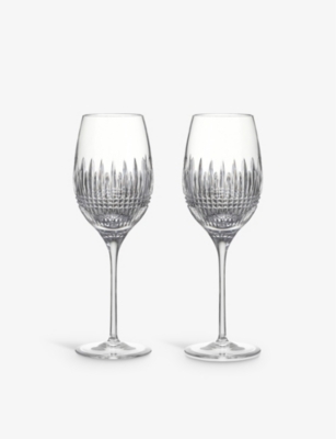 WATERFORD WATERFORD LISMORE DIAMOND ESSENCE CRYSTAL WHITE-WINE GLASSES SET OF TWO,65280370