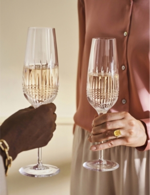 Waterford Lismore Diamond Crystal-glass Set Of Two Flutes 315ml