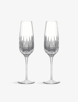Waterford Lismore Diamond Crystal-glass Set Of Two Flutes 315ml