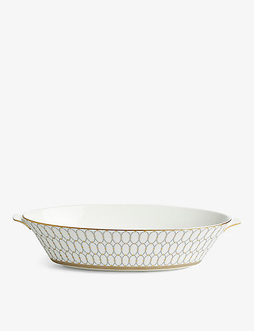 WEDGWOOD: Renaissance Gold bone china serving bowl 33cm