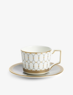 WEDGWOOD: Renaissance Gold graphic-print bone china coffee cup and saucer