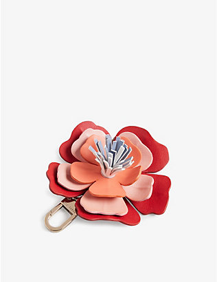 TED BAKER: Fllower woven bag strap and faux-leather keyring set