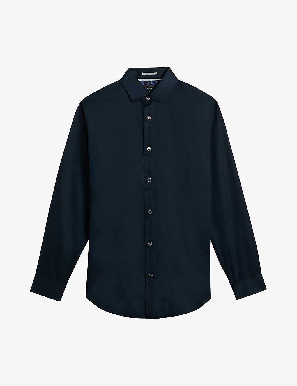 Ted Baker Mens Navy Witree Slim-fit Long-sleeved Stretch-cotton Shirt
