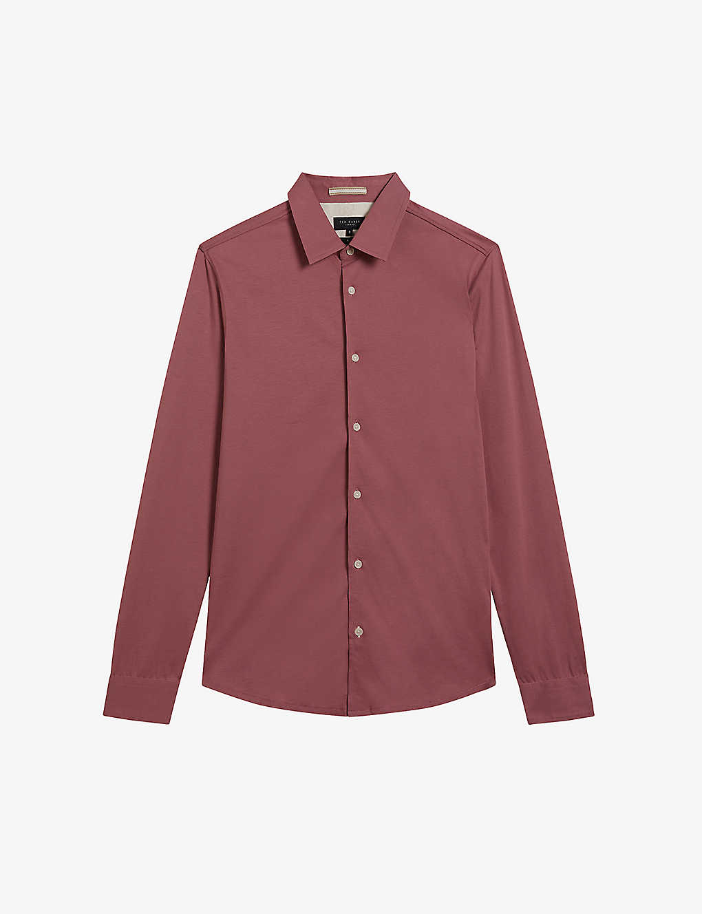 Ted Baker Marros Long Sleeve Jersey Shirt In Mid-pink