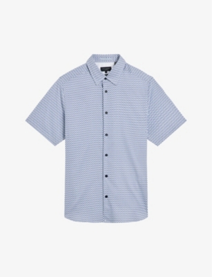 TED BAKER - Geo-print short-sleeve stretch-cotton shirt | Selfridges.com