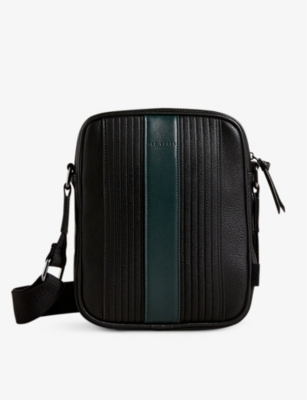 TED BAKER: Everton large striped faux-leather cross-body flight bag