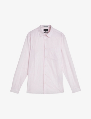 Ted Baker Mens Lt-pink Kingwel Long-sleeved Linen And Cotton-blend Shirt