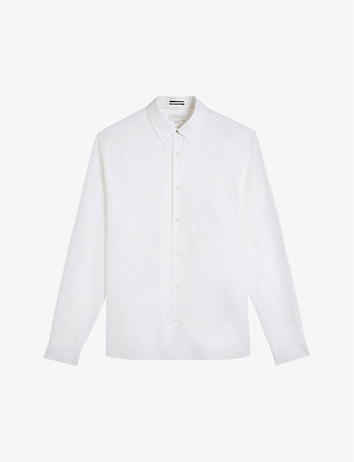 TED BAKER: Kingwel long-sleeved linen and cotton-blend shirt