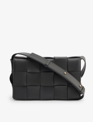 Bottega Veneta Womens Black-gold Cassette Leather Cross-body Bag