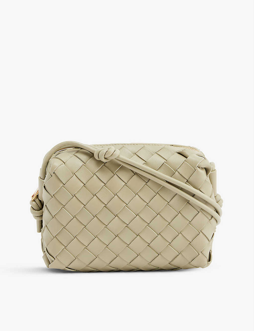 Bottega Veneta Womens Travertine-gold Loop Mini Intrecciato Leather Cross-body Bag