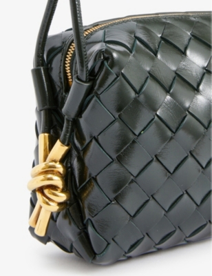 Bottega Veneta Womens Dark Green-m Brass Loop Mini Intrecciato Leather  Cross-body Bag | ModeSens