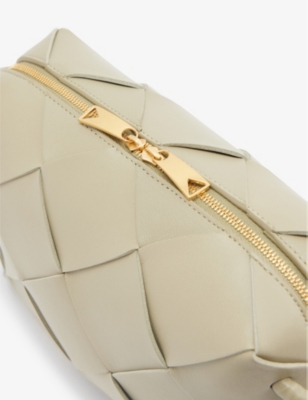 Shop Bottega Veneta Womens Travertine Cassette Small Intrecciato Leather Cross-body Bag