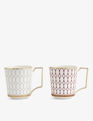 WEDGWOOD: Renaissance Gold bone china mug set of two
