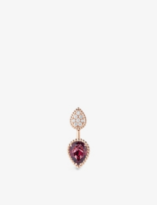 Shop Boucheron Serpent Bohème 18ct Rose-gold, 0.17ct Diamond And 2.20ct Rhodolite Garnet Single Earring