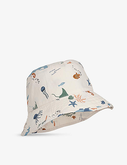 LIEWOOD: Damon graphic-print wide-brim recycled-nylon bucket hat 3 months - 2 years