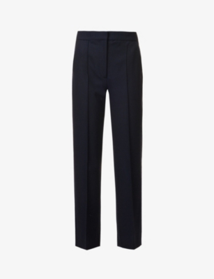 Me And Em Womens Navy Forever Tapered-leg High-rise Stretch Wool-blend Trousers