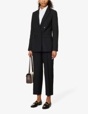 Me And Em Womens Black Straight-leg Mid-rise Wool-blend Trousers In Black