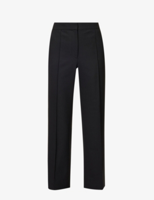 Me And Em Womens Black Straight-leg Mid-rise Wool-blend Trousers