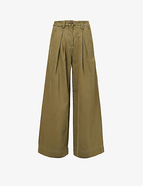 ME AND EM: Wide-leg mid-rise cotton trousers