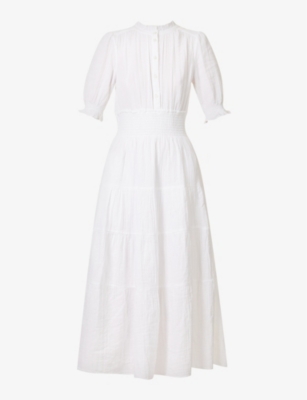 ME AND EM: Shirred-waist tiered-hem cotton maxi dress