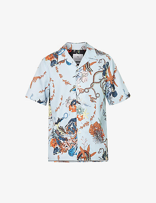 PS BY PAUL SMITH: Vacay graphic-print relaxed-fit woven shirt