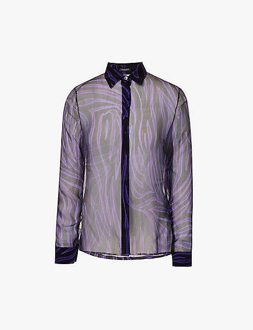 VERSACE: Abstract-pattern sheer silk shirt
