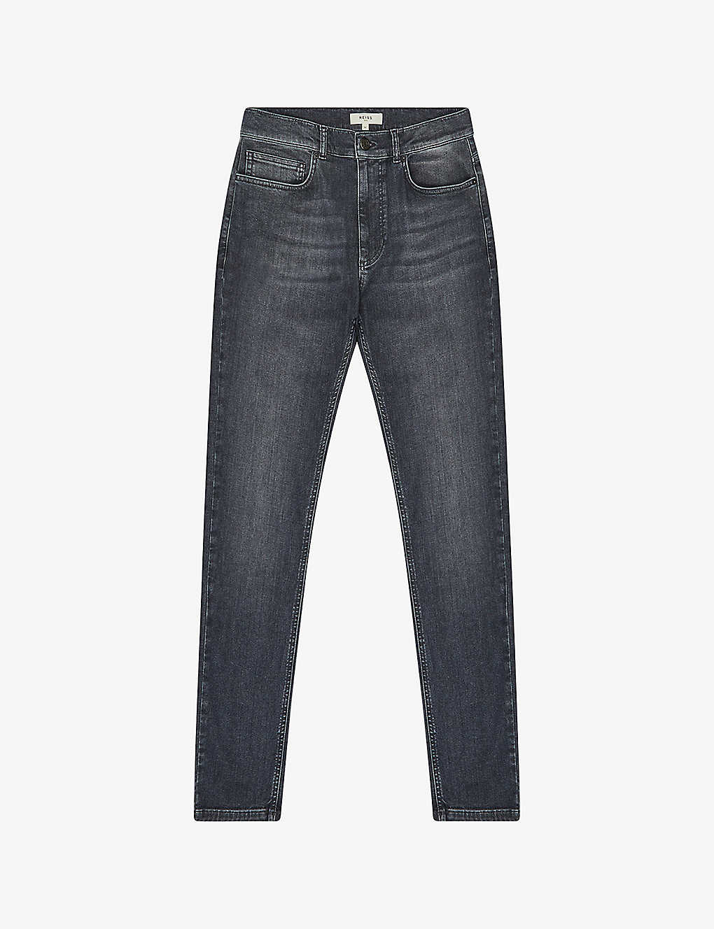 Shop Reiss Men's Washed Grey Harry Slim-fit Low-rise Denim Jeans